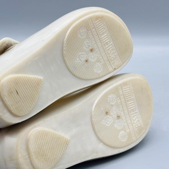 Mini Melissa Shoes Girls 8 White Mary Jane Beauty & Beast Mrs Potts Chip Flats - Picture 9 of 11